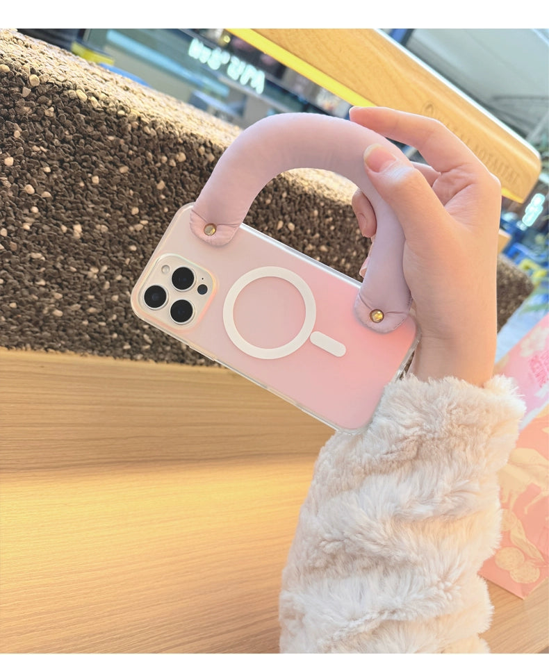 iCraftPro | Magnetic Case with Detachable Wrist Lanyard & Holographic Gradient, Fashionable Summer Design for iPhone 13/14/15/16 Pro Max