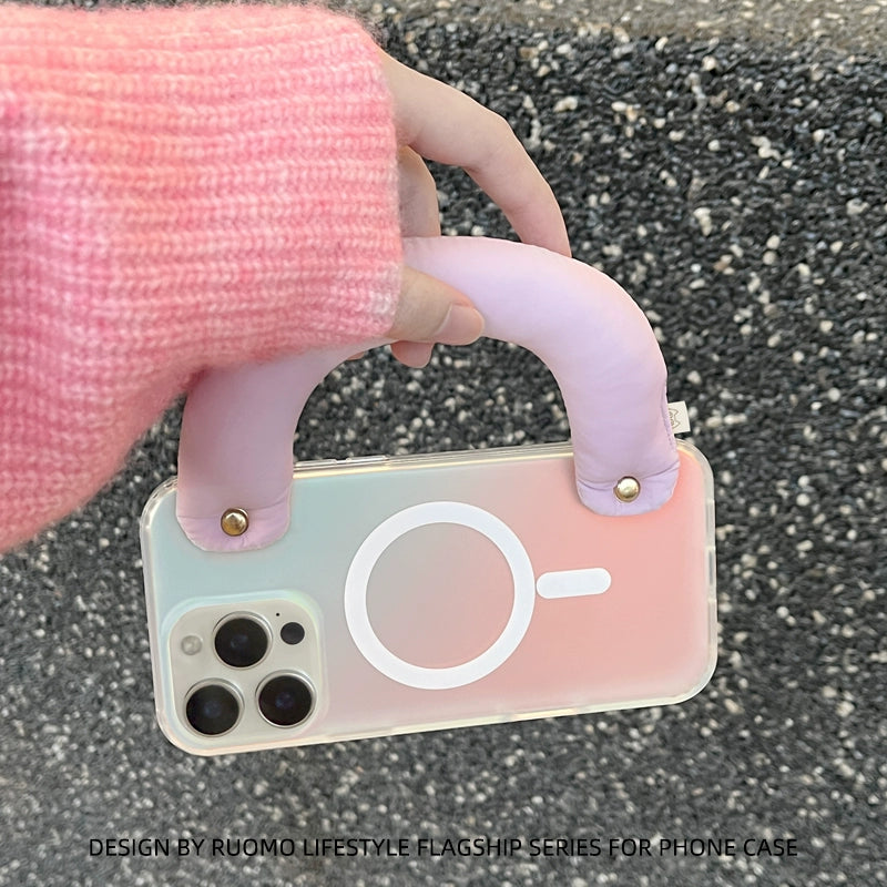 iCraftPro | Magnetic Case with Detachable Wrist Lanyard & Holographic Gradient, Fashionable Summer Design for iPhone 13/14/15/16 Pro Max