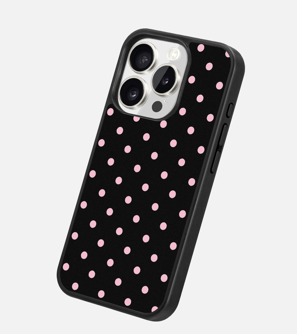 iCraftPro | Black & Pink Polka Dot Case for iPhone 16 Pro Max, Matte Magnetic, Korean Summer Style, Fits iPhone 15/14/13 Pro
