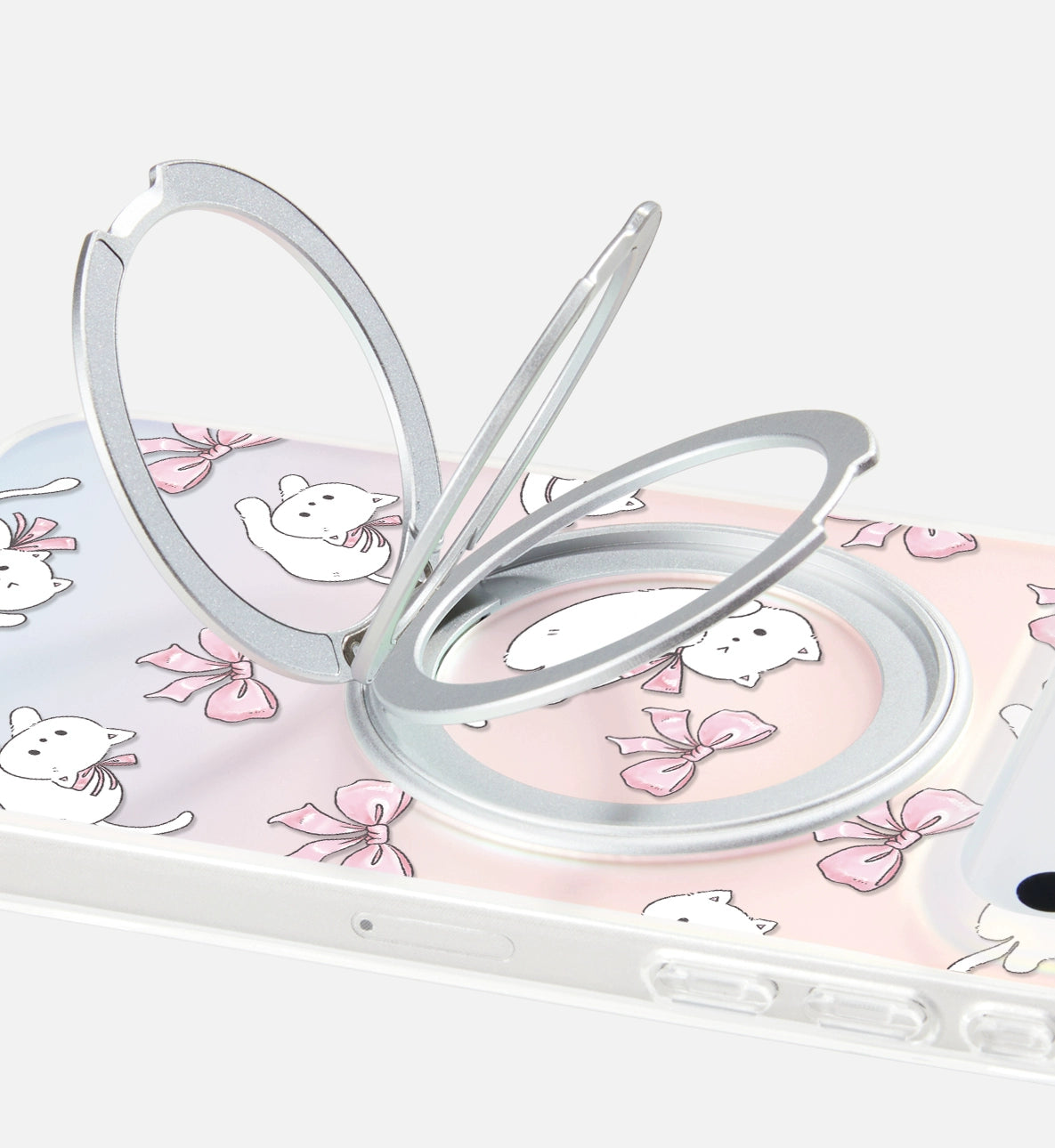 iCraftPro | Magnetic Case with Stand for iPhone 17 Pro Max, Frosted Matte Cat Design, Gradient Holographic, Fits iPhone 16/15/14/13 Pro