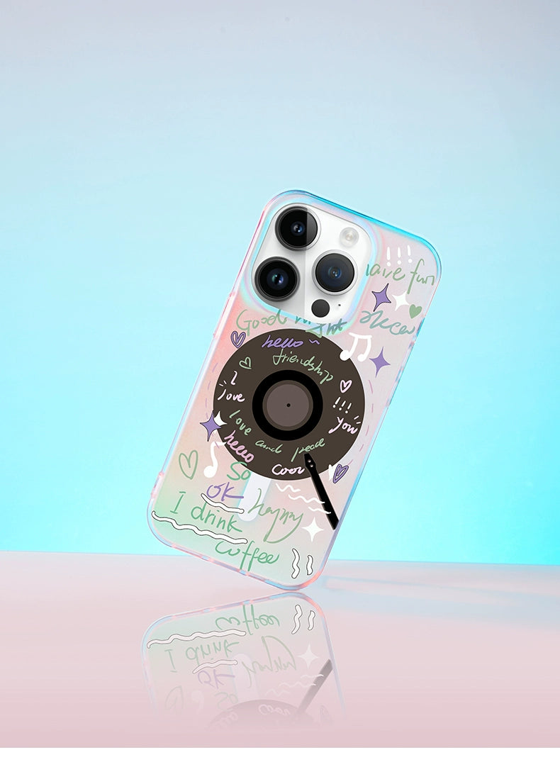 iCraftPro | Anti-Fall Matte Case for iPhone 12-17 Pro Max | Holographic Record Design