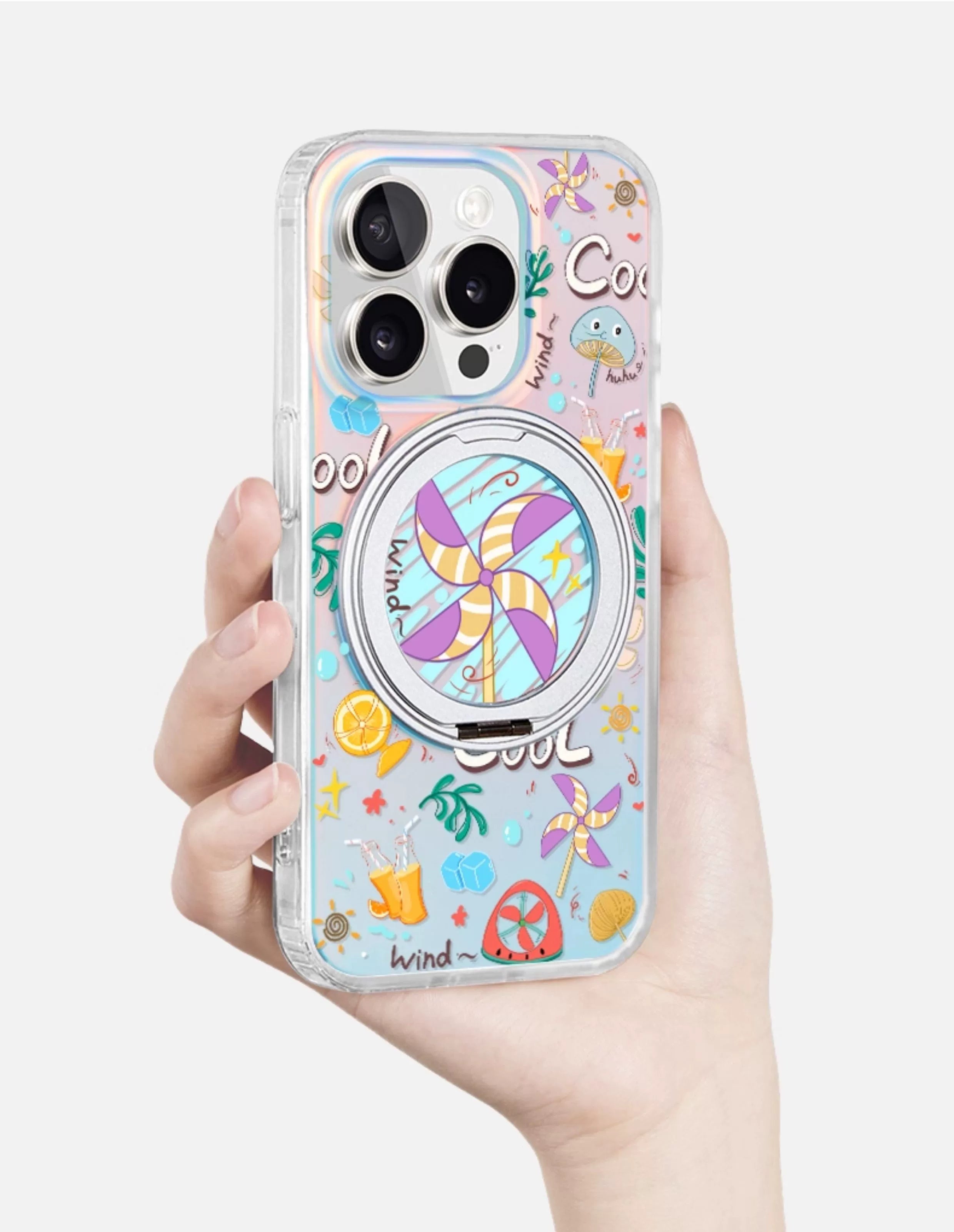 iCraftPro | Apple 17promax mobile phone case new iphone16pro advanced sense 15 magnetic suction magsafe with bracket fulcrum 14 laser gradual change 13 fresh ip creative fashion