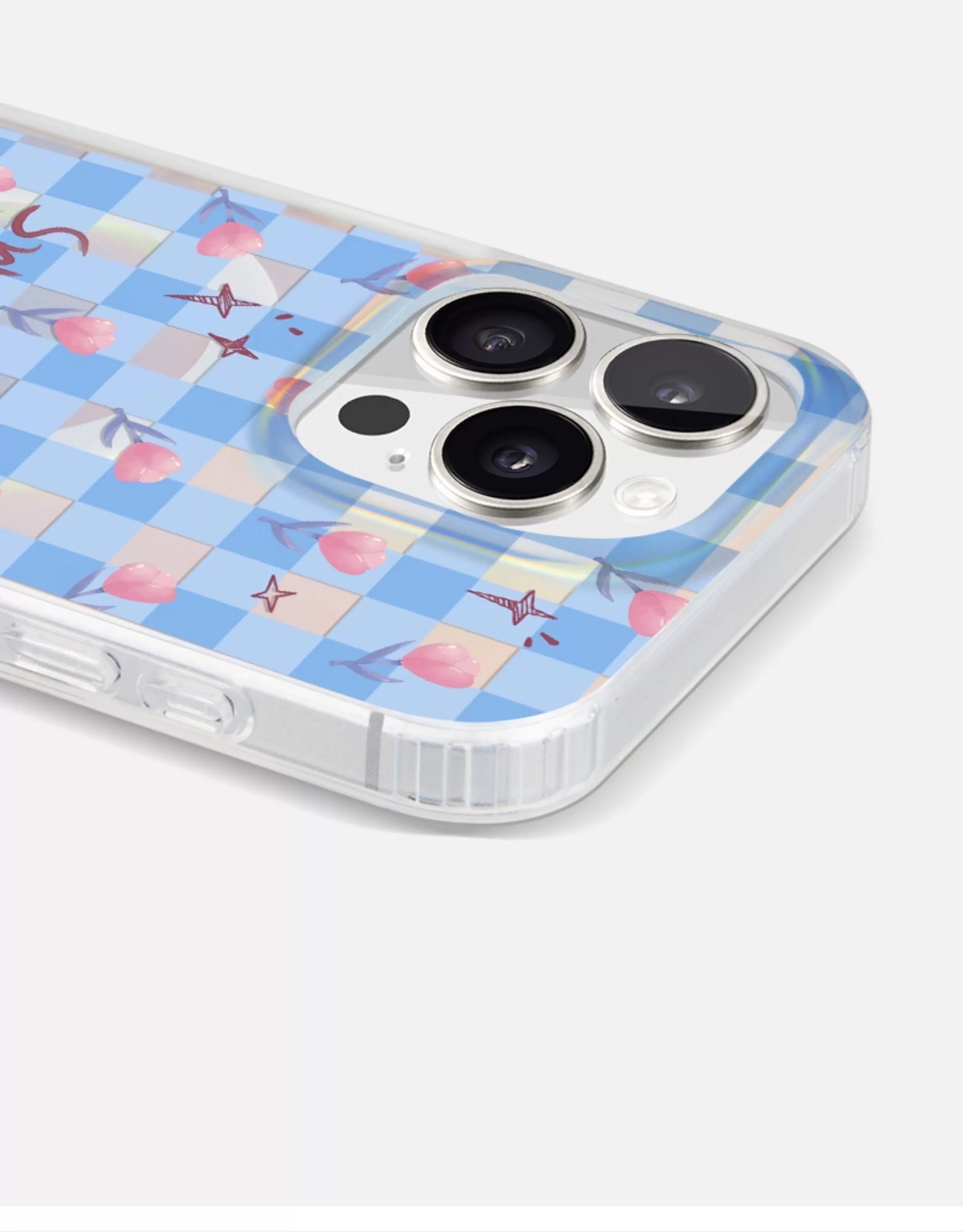 iCraftPro | Magnetic Case for iPhone 12-17 Pro Max | Laser Gradient with Plaid & Rose Design, Unique & Premium