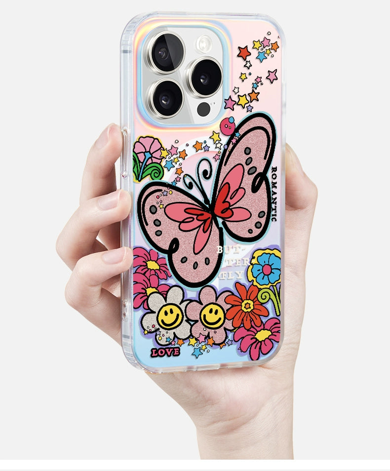 iCraftPro | Apple 17promax mobile phone case new iphone16pro women's 15 advanced magnetic suction laser magsafe fashion 14 niche 13 color butterfly ip12 protective case