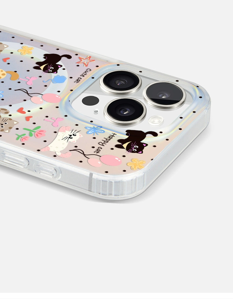 iCraftPro | Aesthetic Case for iPhone 12-17 Pro Max, Trendy Holographic Gradient with Strap, Creative & Cute Animal Themed Cover.