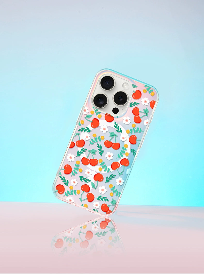 iCraftPro | Applicable to Apple 17promax mobile phone case new iphone16pro women's 15 magnetic laser magsafe advanced sense 14 gradual change cute cherry 13 creative fresh flower ip12