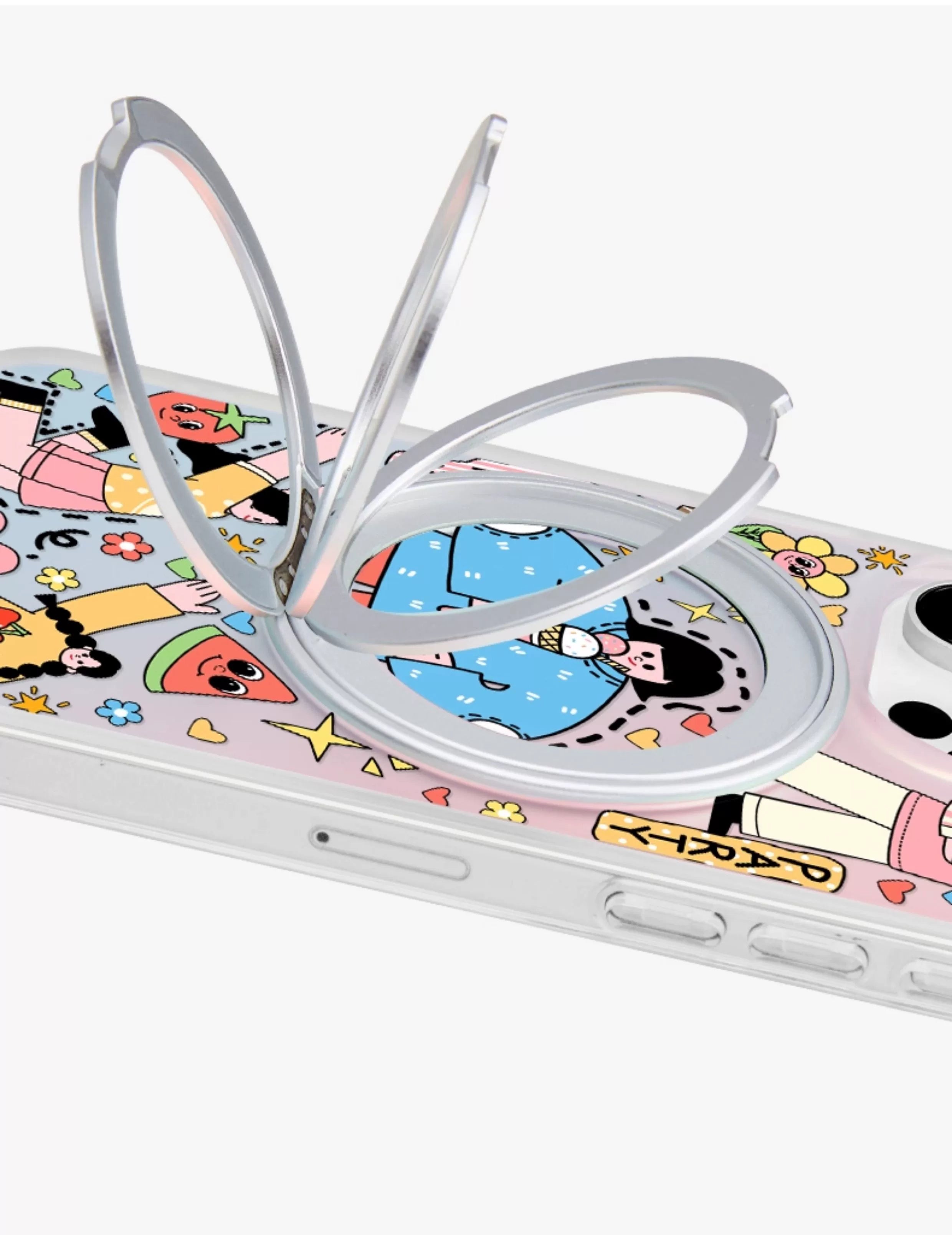 iCraftPro | Magnetic Case with Kickstand & Gradient Holographic Finish for iPhone 12to17 Pro Max. Unique Cartoon Design.