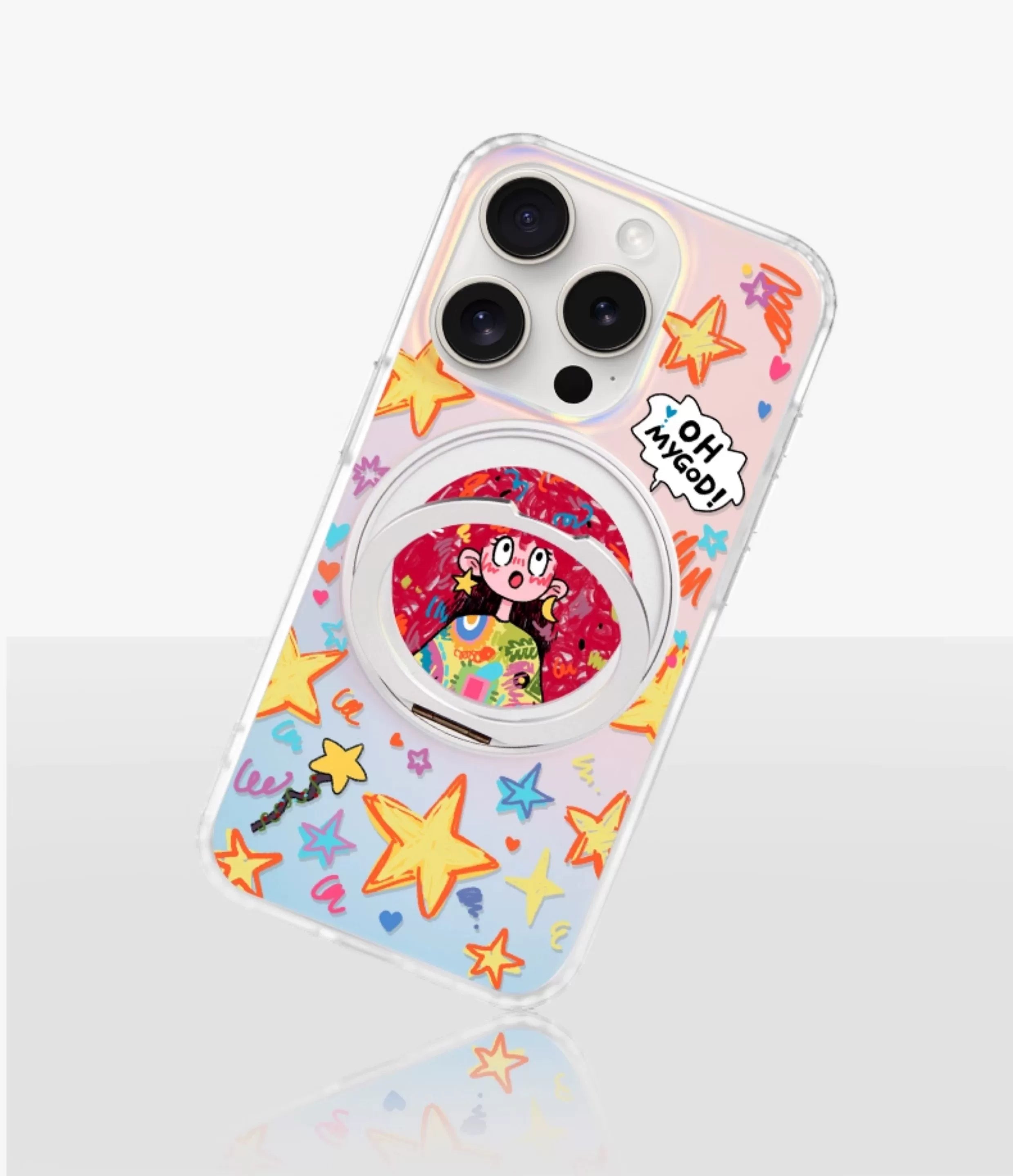 iCraftPro | Magnetic Case with Stand & Holographic "Magical Girl" Design for iPhone 12/13/14/15/16/17 Pro (Max)