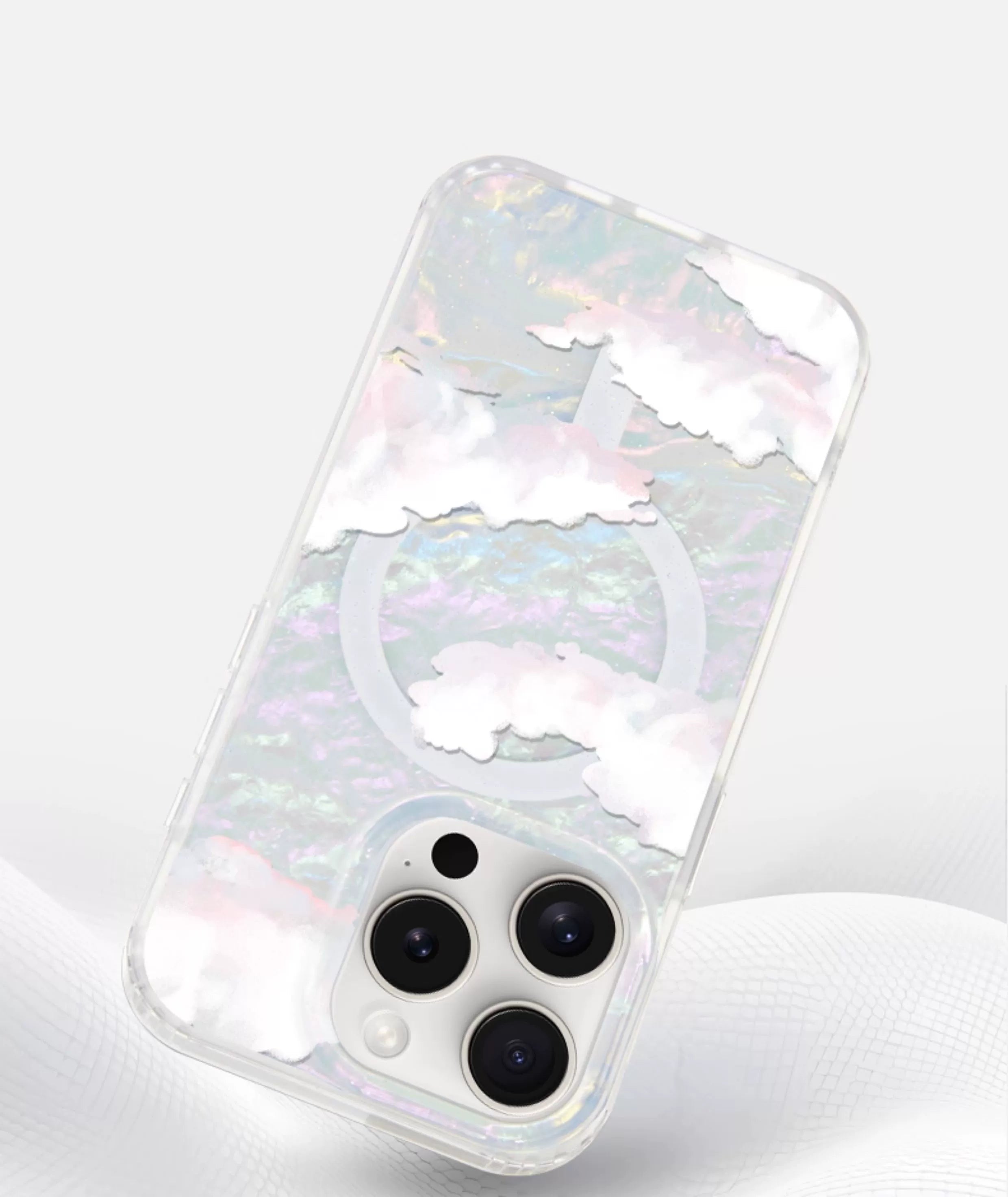 iCraftPro | Cloud & Shell Pattern Magsafe Case for iPhone 12-17 Pro Max, Aesthetic Minimalist Design