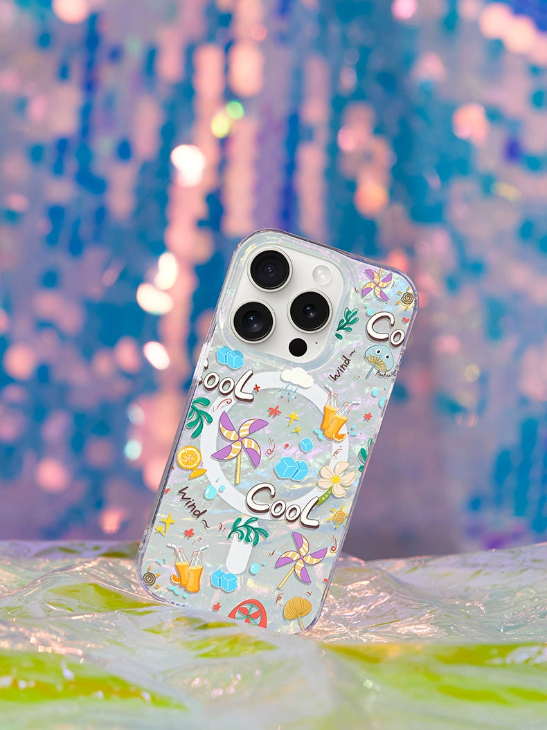 iCraftPro | Unique MagSafe Case: Minimalist Cartoon & Pearl Shell Design for iPhone 13/14/15/16/17 Pro Max