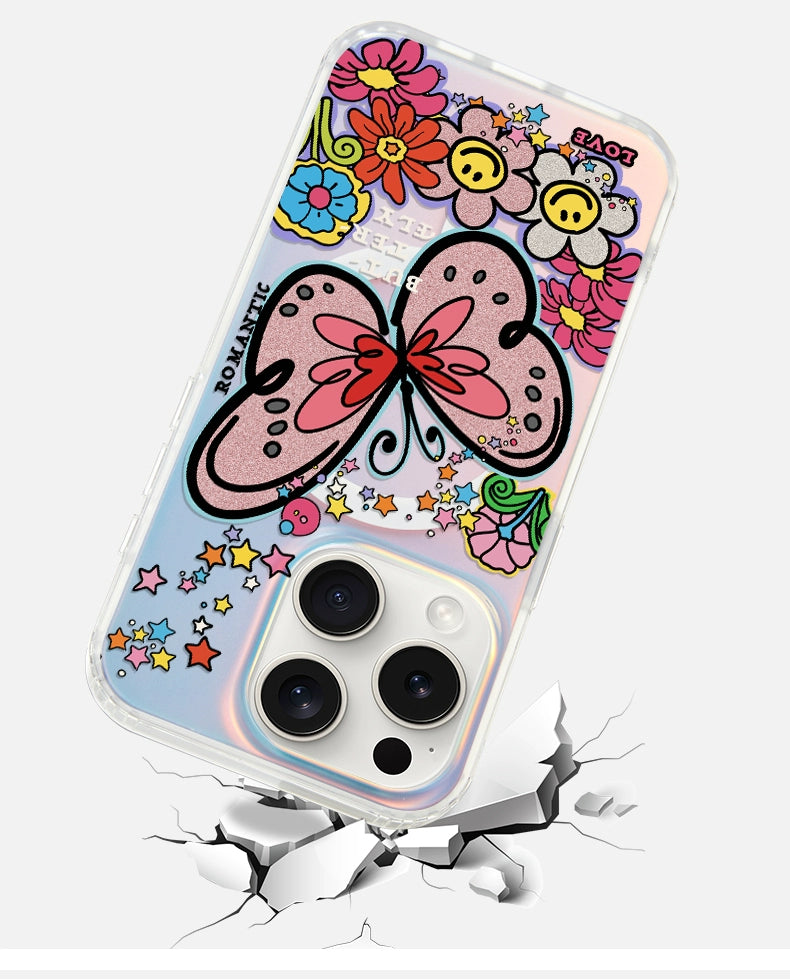 iCraftPro | Apple 17promax mobile phone case new iphone16pro women's 15 advanced magnetic suction laser magsafe fashion 14 niche 13 color butterfly ip12 protective case