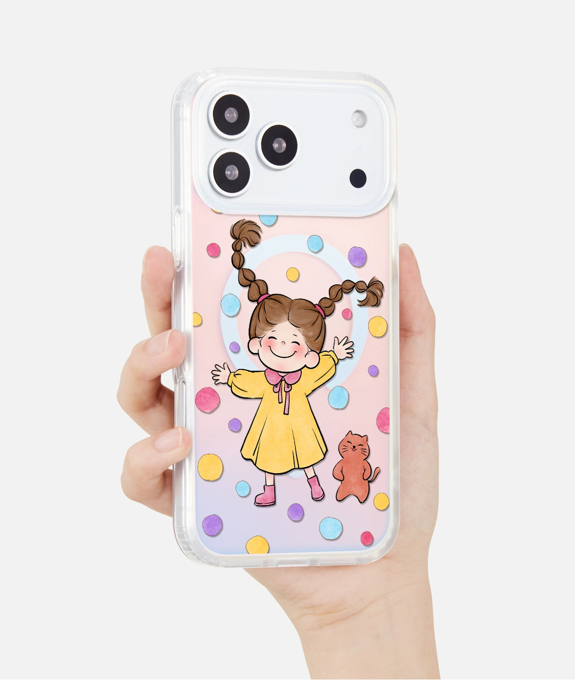 iCraftPro | Polka Dot & Holographic Case for iPhone 17/16/15/14/13/12 Pro Max, Fashion Magnetic Case with Lanyard, Cute Girls Aesthetic Cover