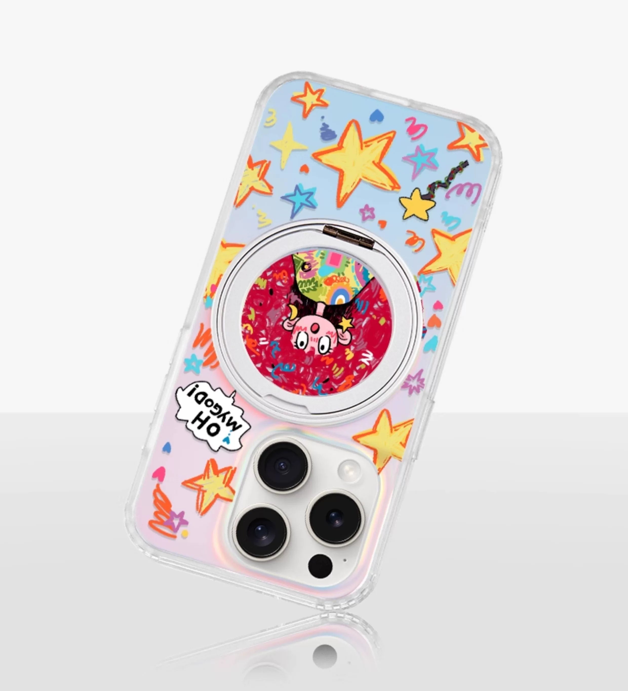 iCraftPro | Magnetic Case with Stand & Holographic "Magical Girl" Design for iPhone 12/13/14/15/16/17 Pro (Max)