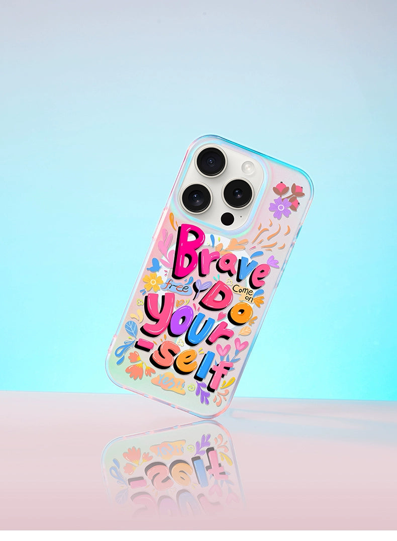 iCraftPro | Magnetic Case for iPhone 12-17 Pro/Pro Max - Laser Gradient & Artistic Lettering, Stylish & Unique.