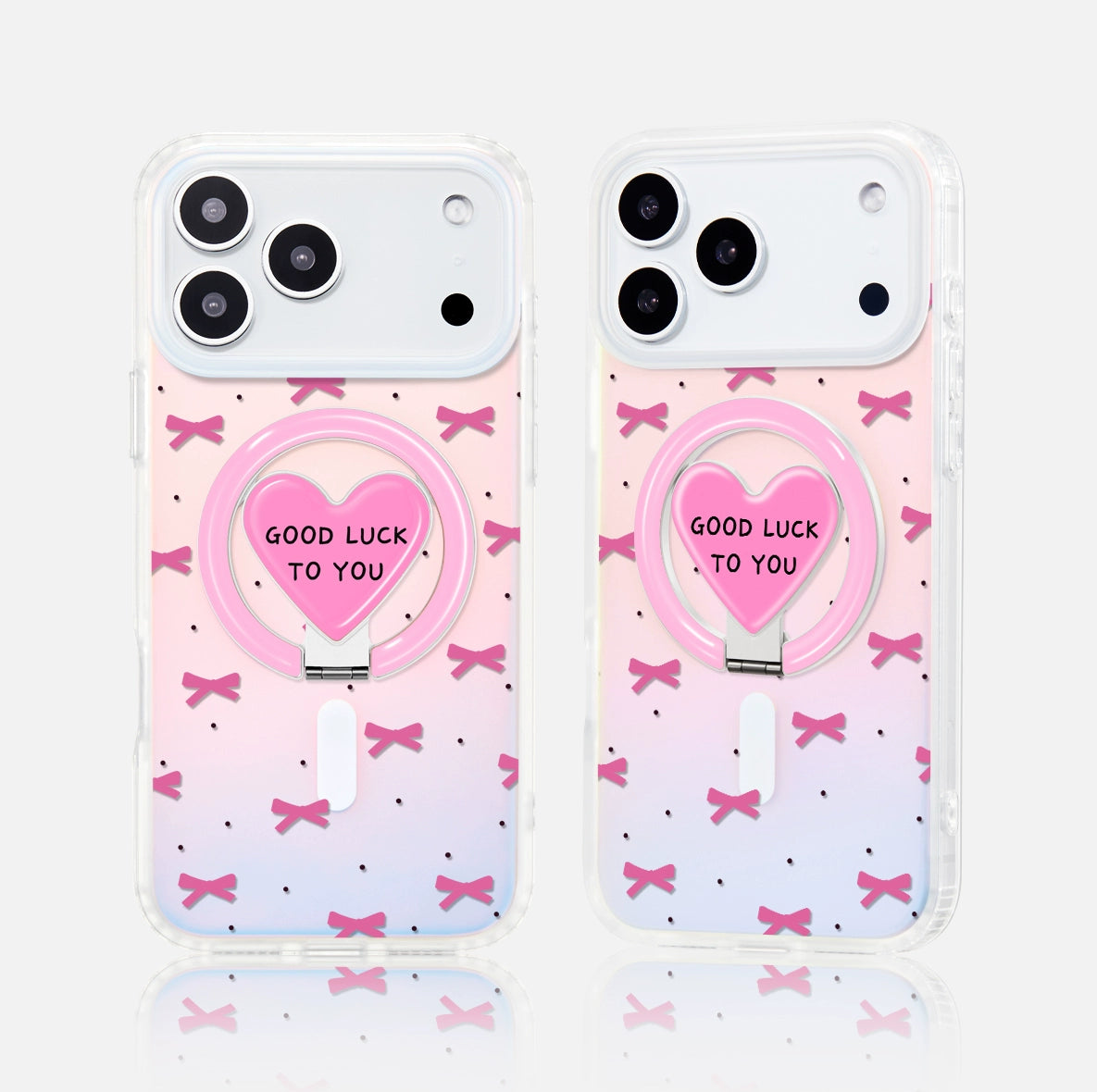 iCraftPro | Magnetic Phone Case with Stand for iPhone 12-17 Pro Max | Gradient Laser & Bow Design