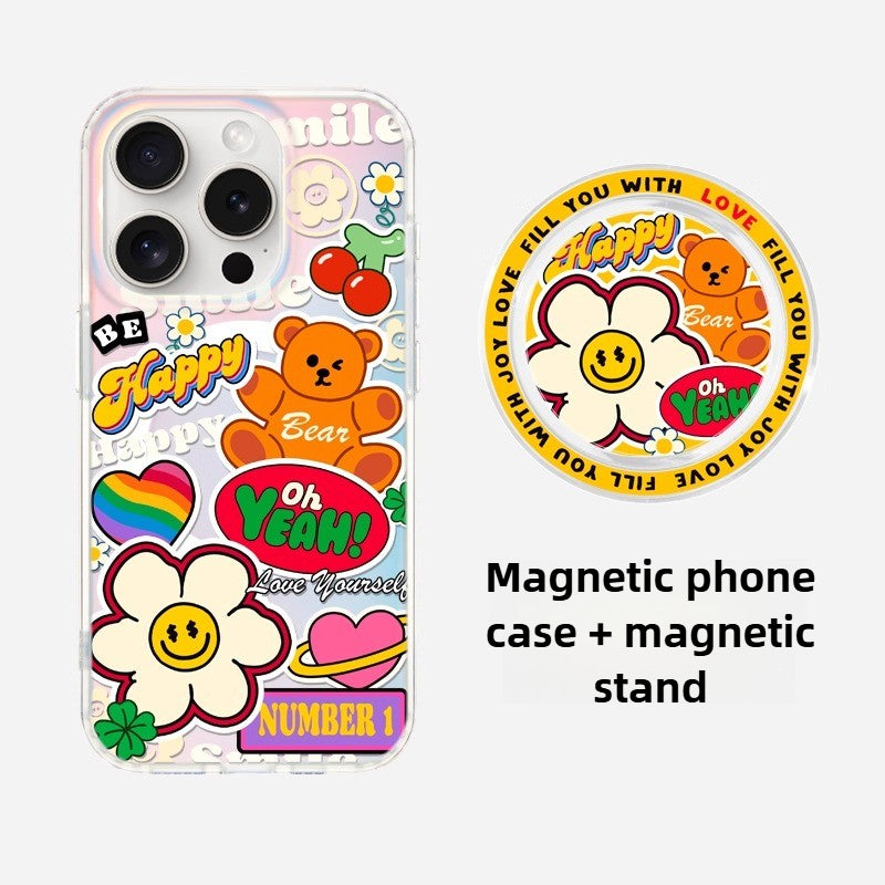 iCraftPro | Fresh Creative Sunflower Case, Magnetic with Strap for iPhone 12 to 17 Pro Max