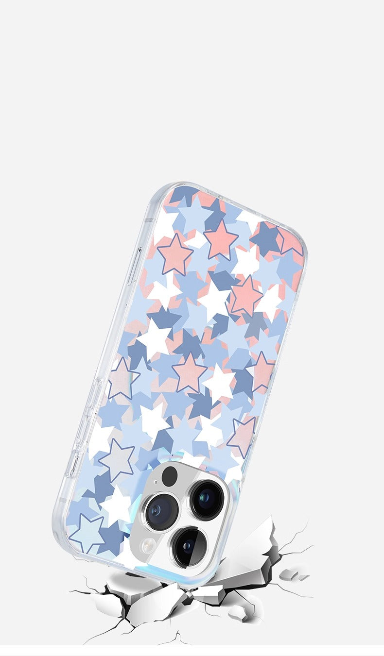 iCraftPro | Matte Holographic Gradient Case for iPhone 12-17 Pro Max with MagSafe, Featuring a Unique Star Design, Aesthetic, Creative, and Drop-Proof.