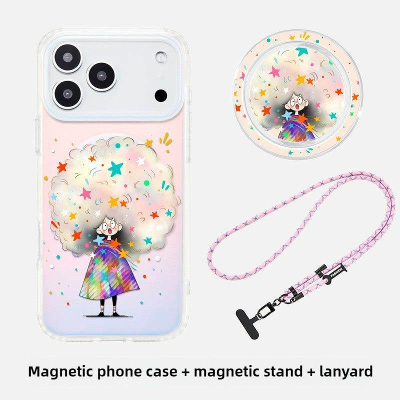 iCraftPro | Magnetic Gradient Case for iPhone 17 Pro Max, Cute Cartoon Design with Lanyard, MagSafe Compatible
