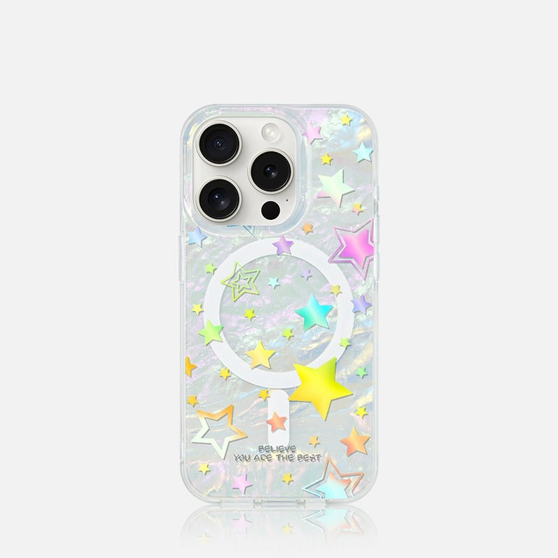 iCraftPro | Star & Shell Pattern Magnetic Case for iPhone 17 Pro Max, Artistic Design, Also Fits iPhone 16/15/14/13 Pro