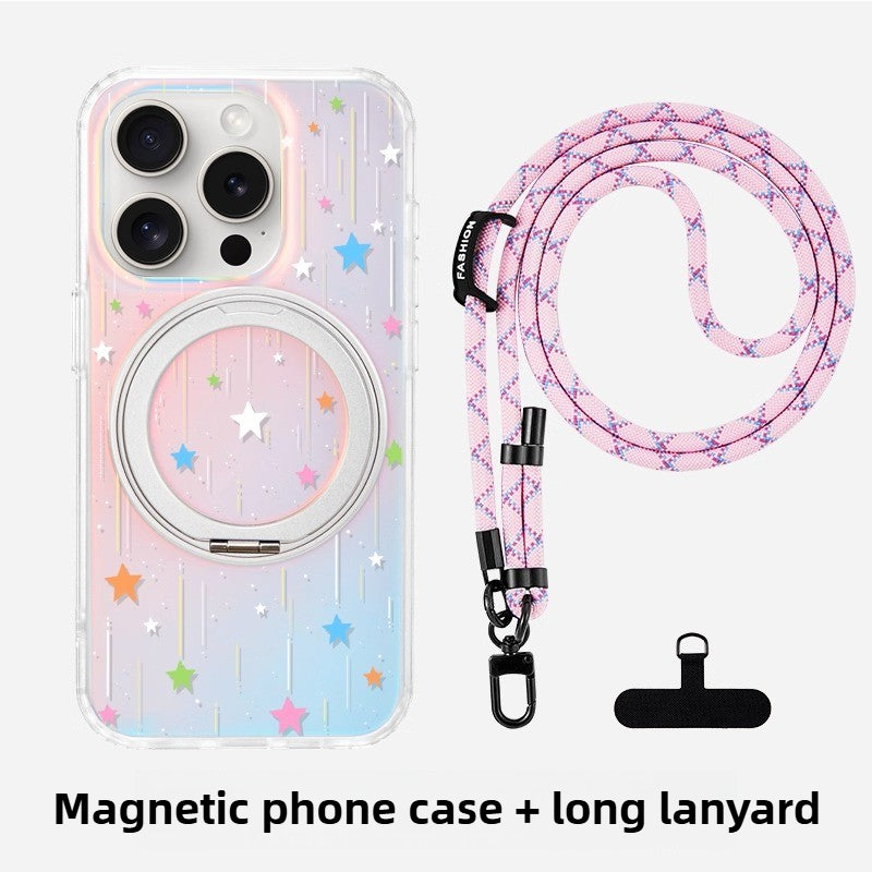 iCraftPro | Magnetic Case with Stand & Holographic Shooting Stars for iPhone 13/14/15/16/17 Pro (Max)