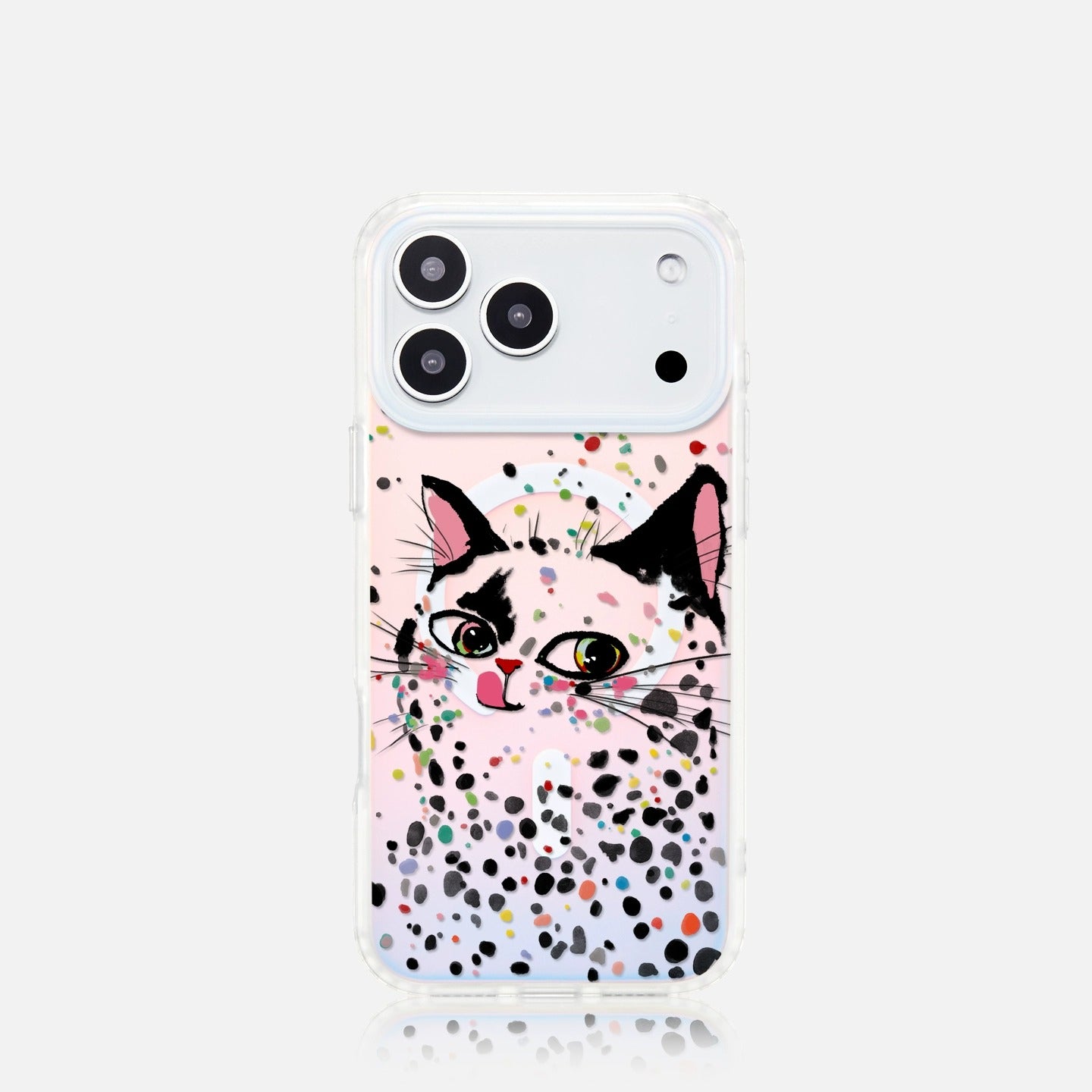 iCraftPro | Colorful Cat Holographic Case for iPhone 17 Pro Max, Magnetic with Lanyard, Summer Style, Fits iPhone 16/15/14/13/12 Pro