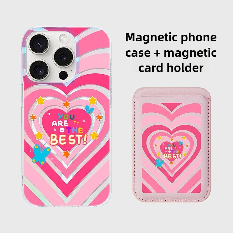 iCraftPro | Magnetic Magsafe Case with Holographic Gradient Hearts for iPhone 12/13/14/15/16/17 Pro (Max)