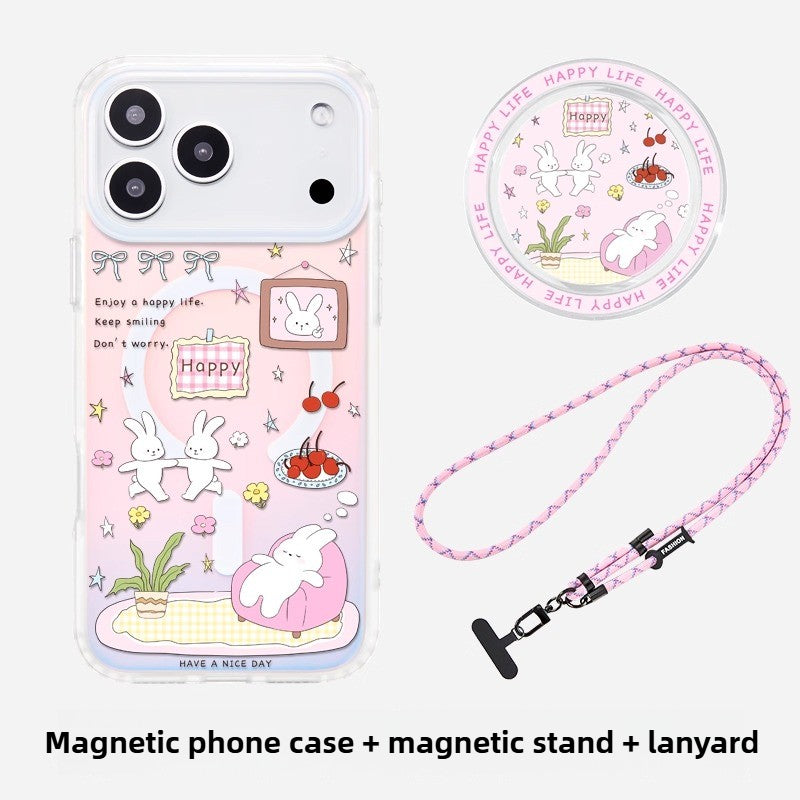 iCraftPro | Aesthetic Bunny Case with Strap for iPhone 12-17 Pro Max