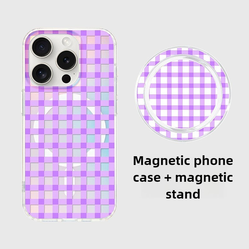 iCraftPro | Aesthetic Laser Grid Magnetic Case with Lanyard for iPhone 17 Pro Max - Trendy Pink, Also Fits iPhone 16/15/14/13/12 Pro