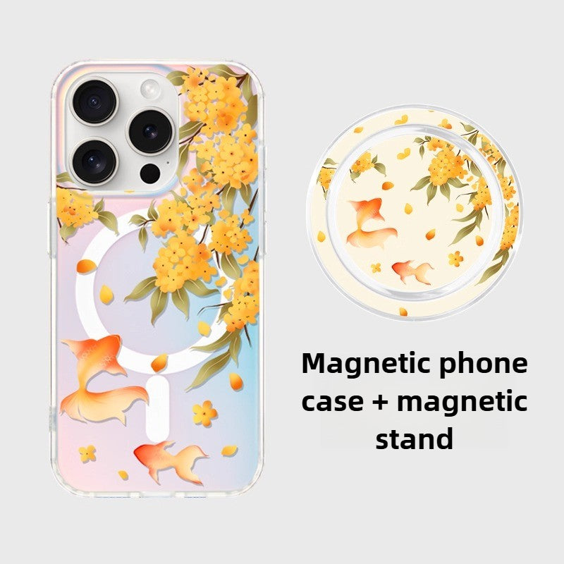 iCraftPro | Magnetic Holographic Case for iPhone 12-17 Pro Max,  Koi Design with Lanyard.