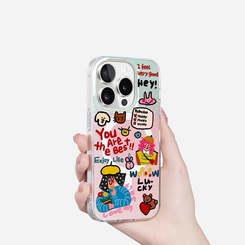 iCraftPro | Unique Cute Creative Case, Holographic Gradient with Magnetic Strap for iPhone 12 to 17 Pro Max