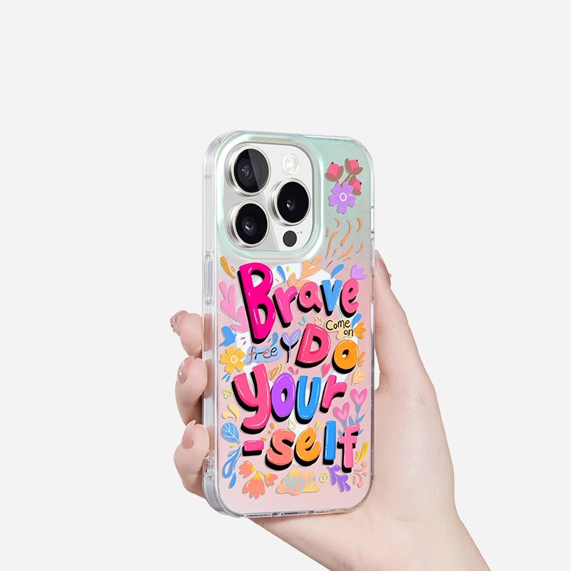 iCraftPro | Magnetic Case for iPhone 12-17 Pro/Pro Max - Laser Gradient & Artistic Lettering, Stylish & Unique.