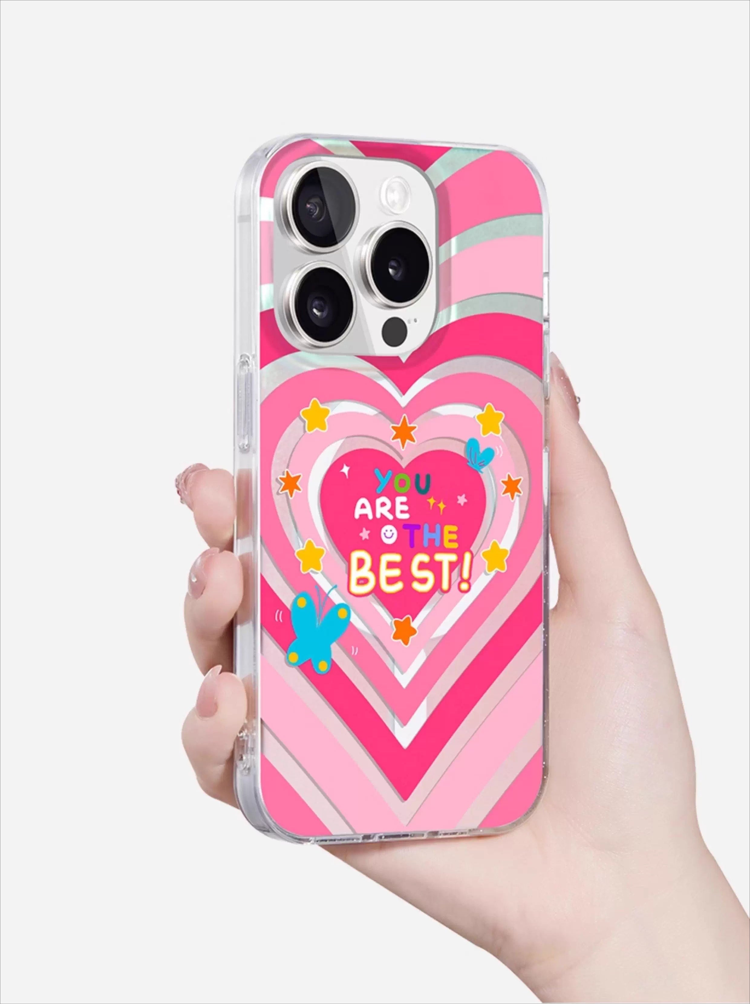 iCraftPro | Magnetic Magsafe Case with Holographic Gradient Hearts for iPhone 12/13/14/15/16/17 Pro (Max)