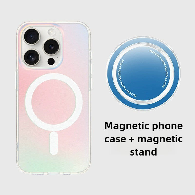 iCraftPro | Holographic Magnetic Case for iPhone 17 Pro Max with Air Cushion & Kickstand, Frosted Matte Anti-Yellowing