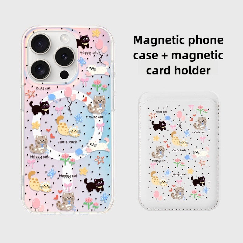 iCraftPro | Aesthetic Case for iPhone 12-17 Pro Max, Trendy Holographic Gradient with Strap, Creative & Cute Animal Themed Cover.