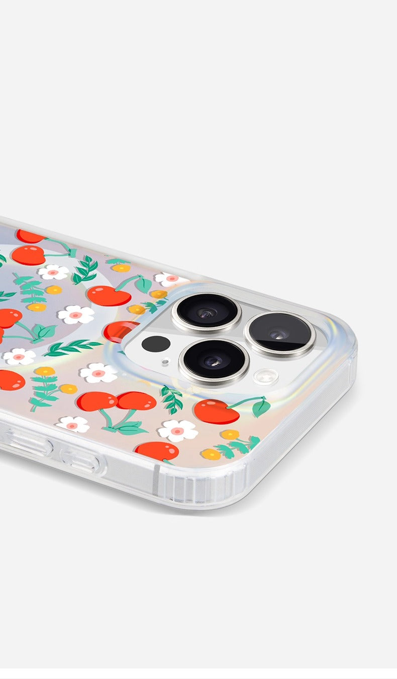 iCraftPro | Applicable to Apple 17promax mobile phone case new iphone16pro women's 15 magnetic laser magsafe advanced sense 14 gradual change cute cherry 13 creative fresh flower ip12