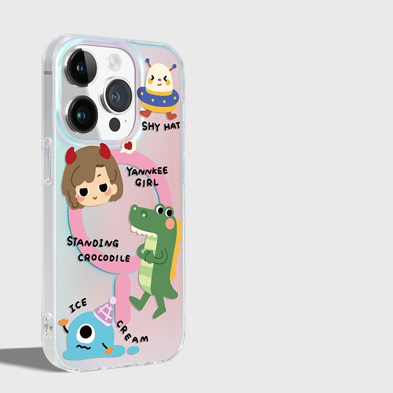 iCraftPro | Matte Holographic MagSafe Case - Christmas Cute Cartoon for Apple 16ProMax 15Pro 14 13 12