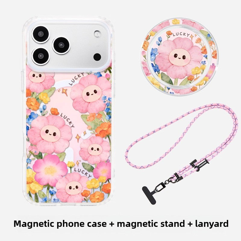 iCraftPro | Fresh Floral Case for iPhone 12 to 17 Pro Max. Magsafe, Gradient Holographic, Unique Chic.