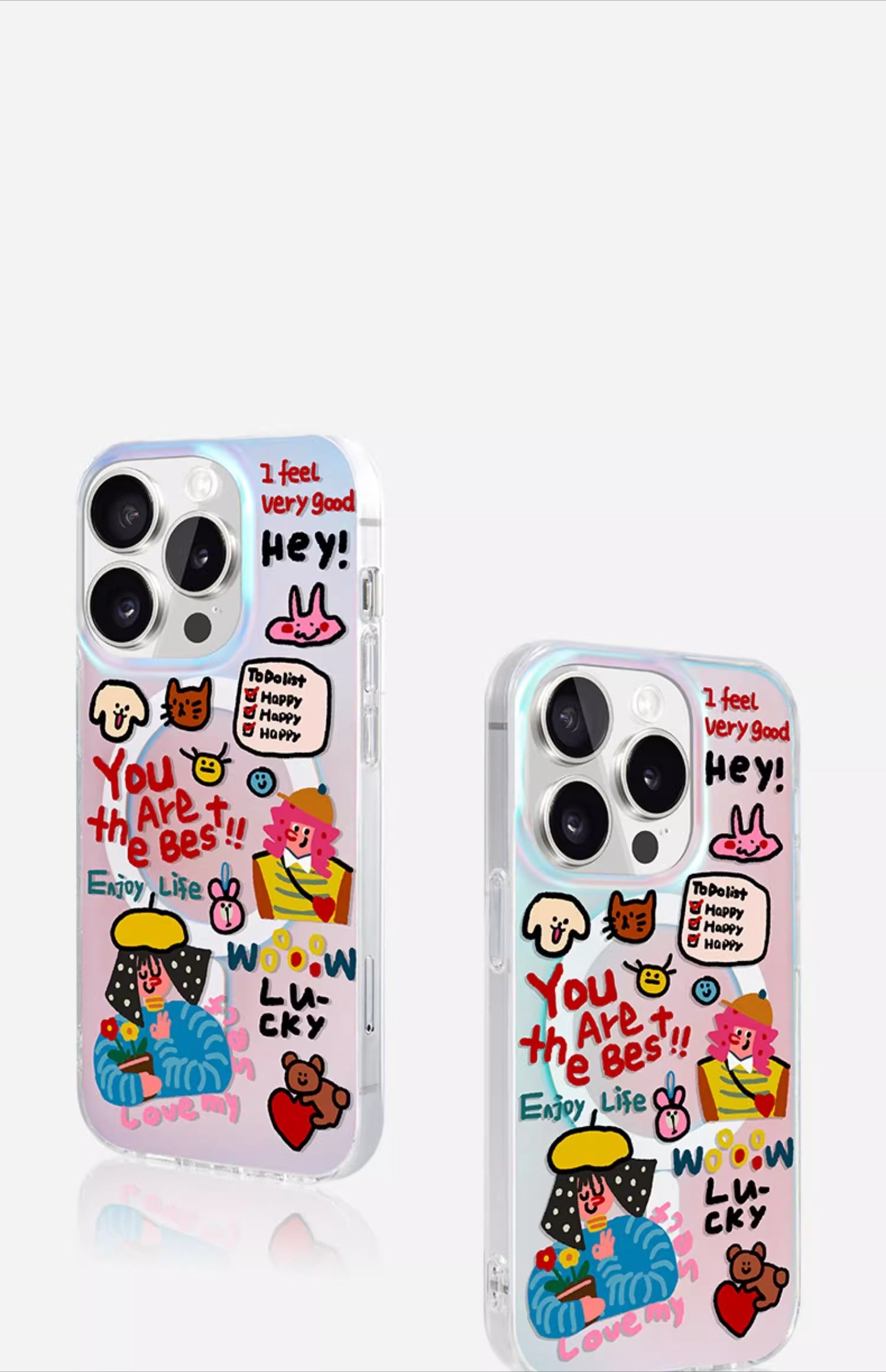 iCraftPro | Unique Cute Creative Case, Holographic Gradient with Magnetic Strap for iPhone 12 to 17 Pro Max