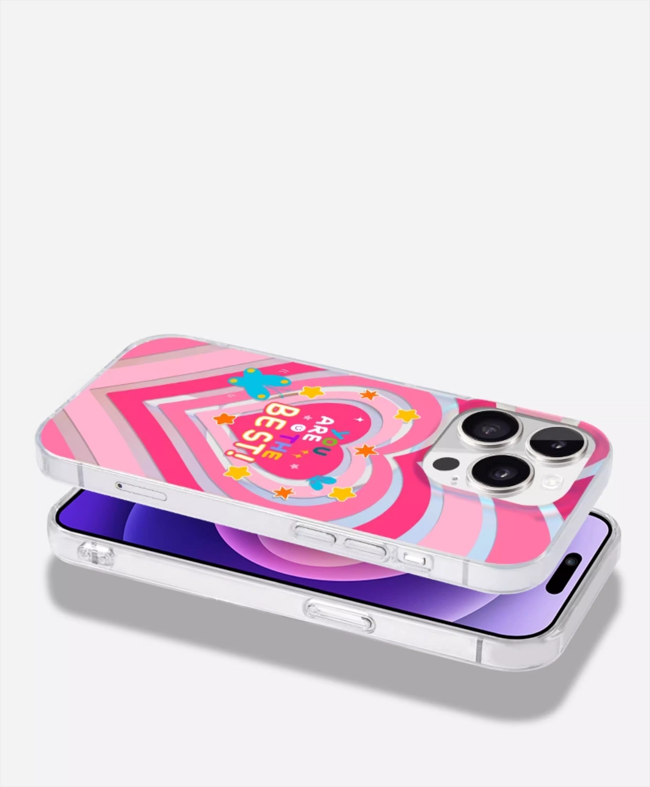 iCraftPro | Magnetic Magsafe Case with Holographic Gradient Hearts for iPhone 12/13/14/15/16/17 Pro (Max)