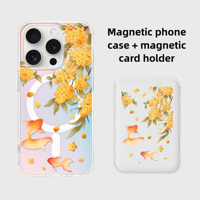 iCraftPro | Magnetic Holographic Case for iPhone 12-17 Pro Max,  Koi Design with Lanyard.