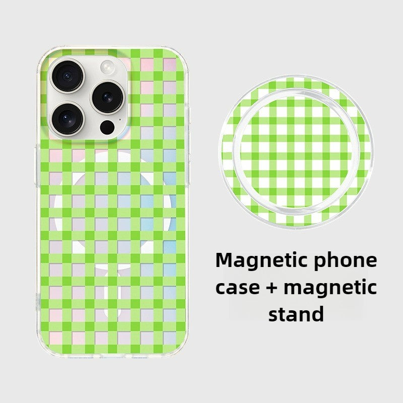 iCraftPro | Aesthetic Laser Grid Magnetic Case with Lanyard for iPhone 17 Pro Max - Trendy Pink, Also Fits iPhone 16/15/14/13/12 Pro