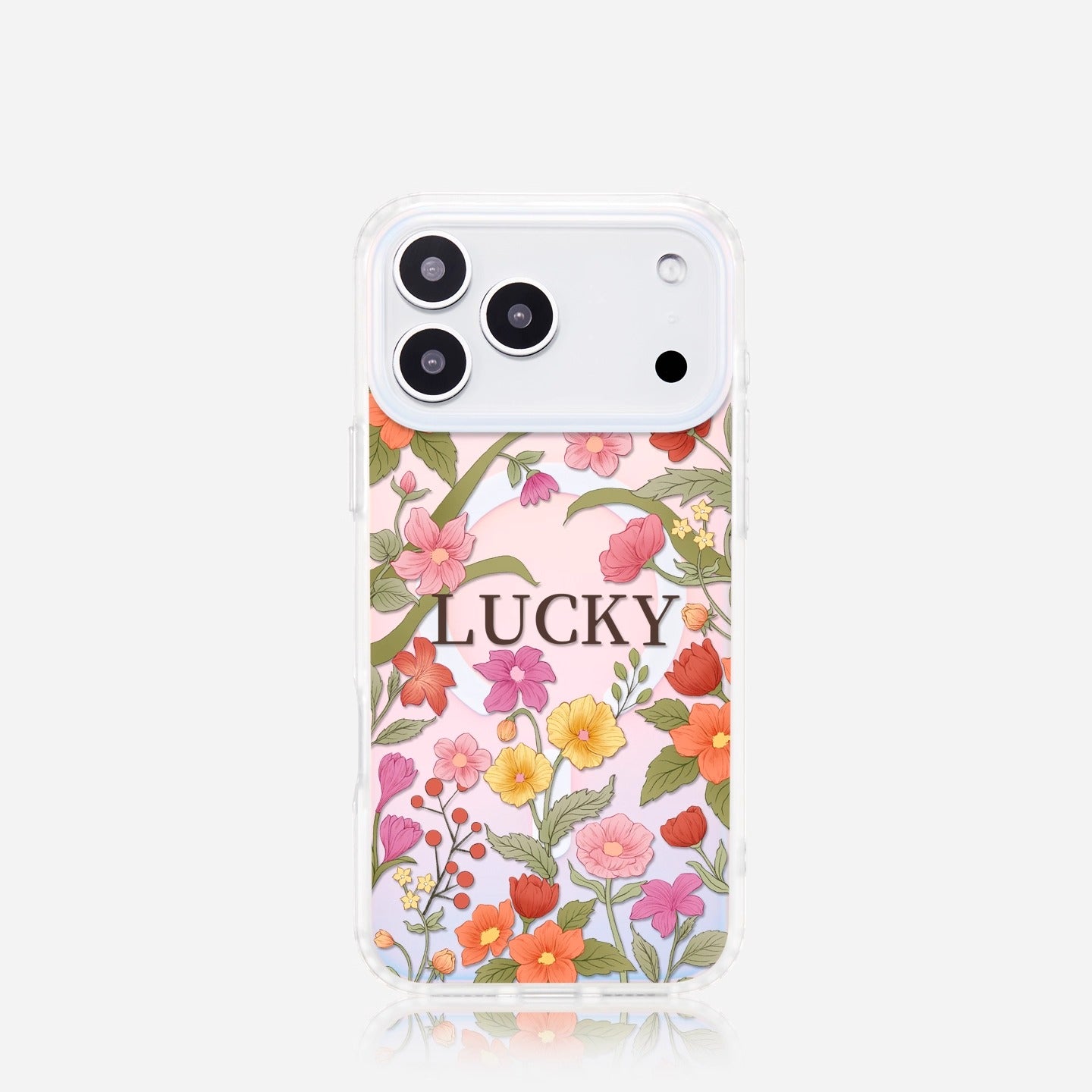iCraftPro | Lucky Floral & Fresh Style Case. Magnetic, Holographic with Strap for iPhone 12 to 17 Pro Max. Elegant Design.