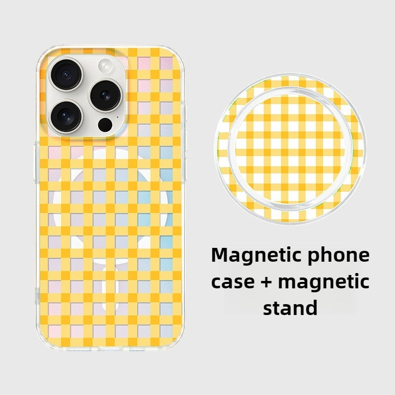 iCraftPro | Aesthetic Laser Grid Magnetic Case with Lanyard for iPhone 17 Pro Max - Trendy Pink, Also Fits iPhone 16/15/14/13/12 Pro