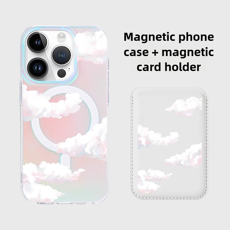 iCraftPro | Holographic Rainbow Gradient & Cloud Design Case with Lanyard, MagSafe Compatible for iPhone 12/13/14/15/16/17 Pro Max