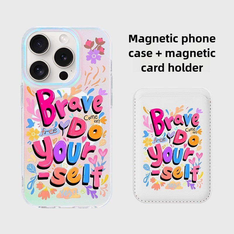 iCraftPro | Magnetic Case for iPhone 12-17 Pro/Pro Max - Laser Gradient & Artistic Lettering, Stylish & Unique.