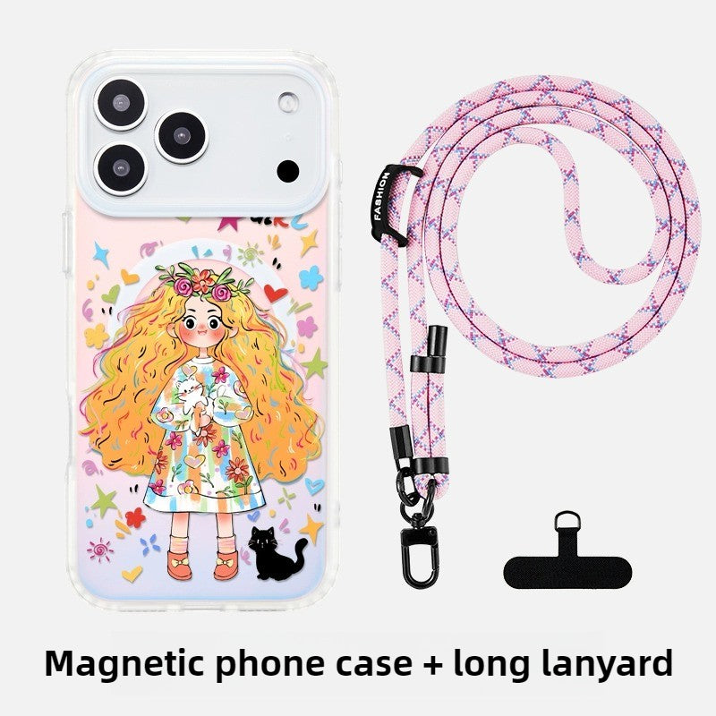 iCraftPro | Magnetic Gradient Case for iPhone 17 Pro Max, Cute Cartoon Design with Lanyard, MagSafe Compatible