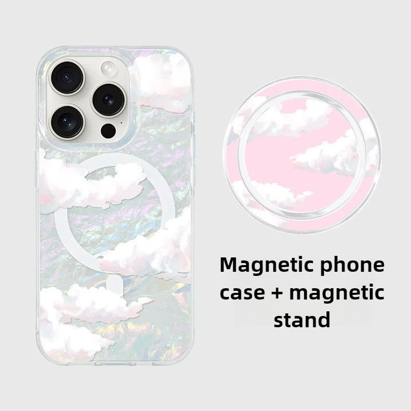 iCraftPro | Cloud & Shell Pattern Magsafe Case for iPhone 12-17 Pro Max, Aesthetic Minimalist Design