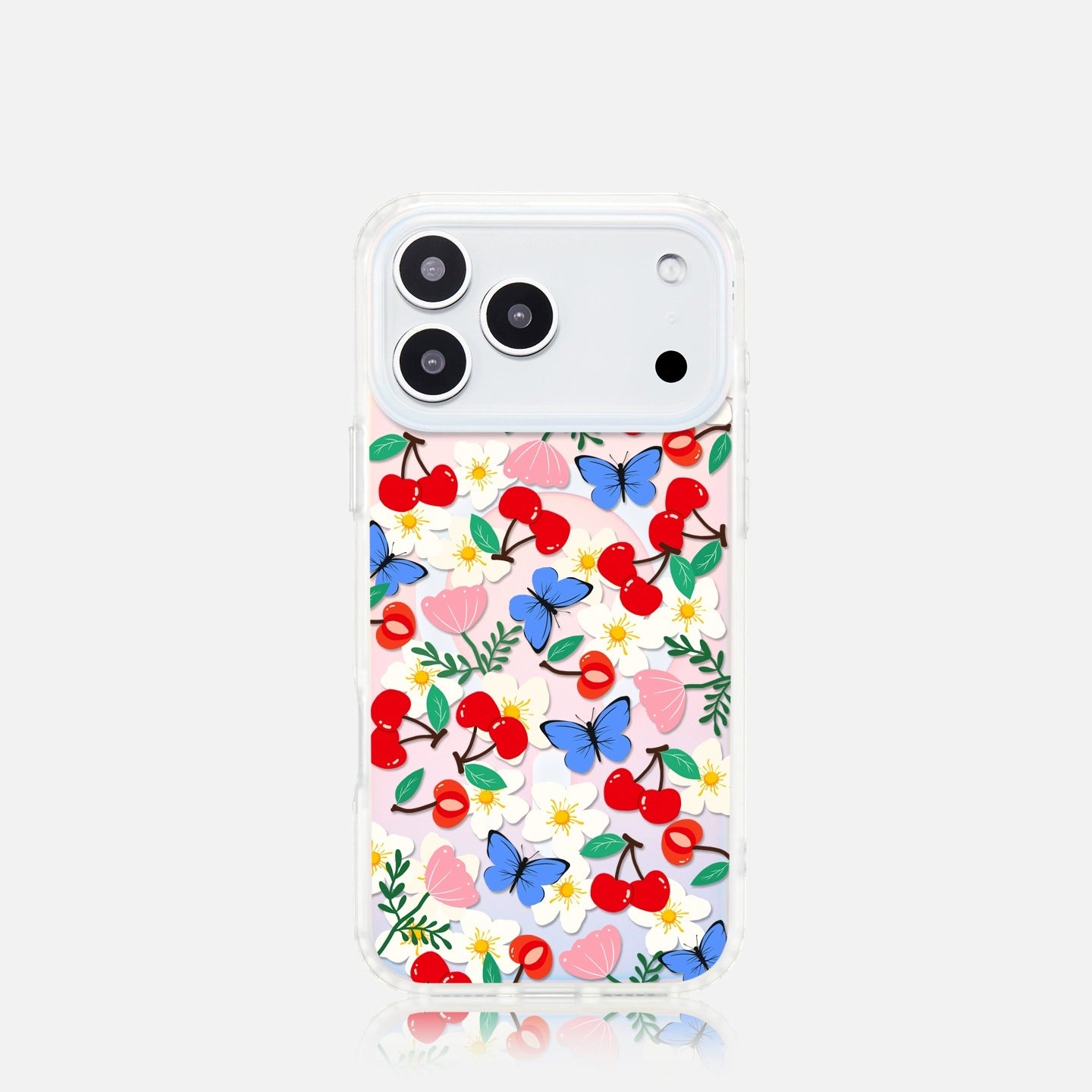 iCraftPro | Butterfly Garden Case for iPhone 17 Pro Max, Magnetic Holographic with Lanyard, Fresh Style, Fits iPhone 16/15/14/13/12 Pro