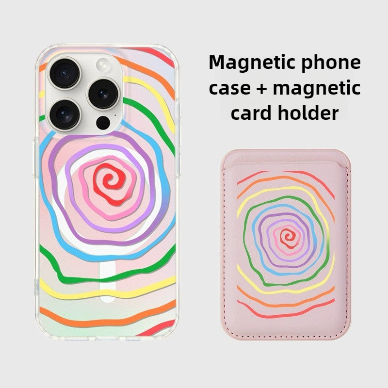 iCraftPro | Artistic Rainbow Case for iPhone 17 Pro Max, Magnetic Holographic with Lanyard
