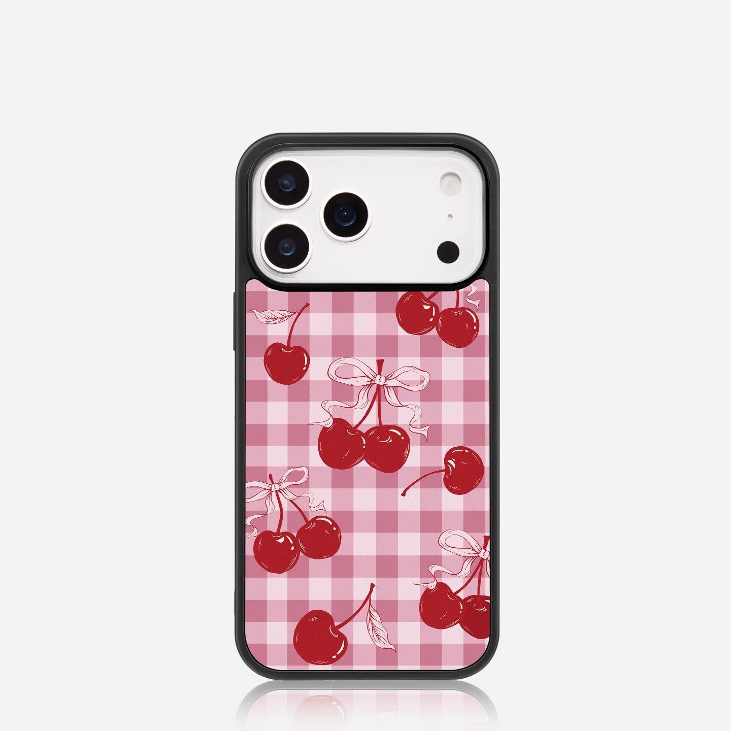 iCraftPro | Matte Magnetic Case with Plaid Cherry Design for iPhone 12/13/14/15/16 Pro/17 Pro Max. Unique & Chic.